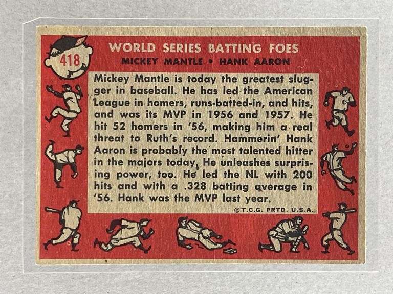 1958 Topps World Series Batting Foes Mantle/ Aaron #418