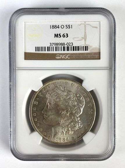 NGC Graded 1884-O US $1 Morgan Silver Dollar MS63