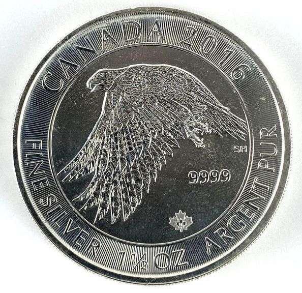 2016 Canada $8 White Falcon 1 1/2 oz .999 Fine Silver Round