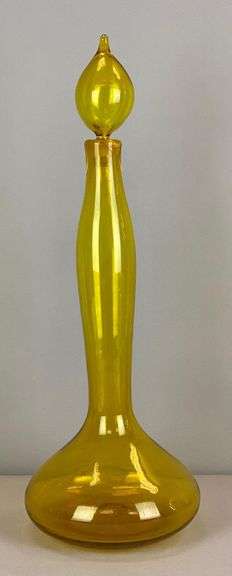 Blenko Style Yellow Glass Decanter