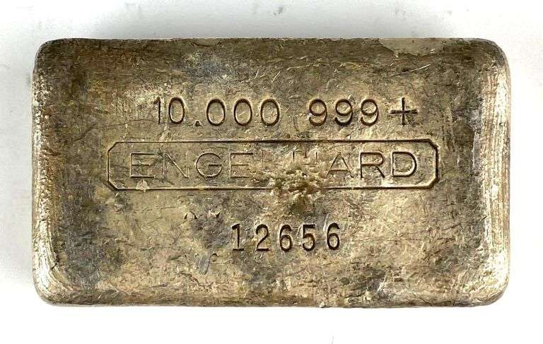 RARE EARLY HAND POURED Engelhard 10 oz. .999 Silver Ingot/ Bar