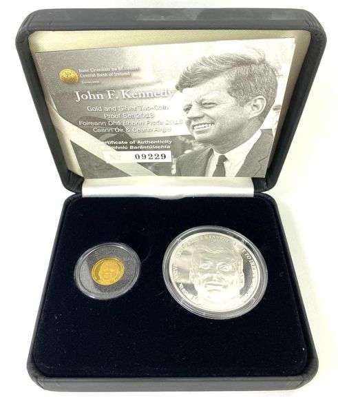 2013 Central Bank of Ireland John F. Kennedy Two-Coin Gold Silver Proof Set