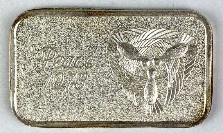 1973 Silvertowne Peace 1 oz .999 Fine Silver Ingot/ Bar