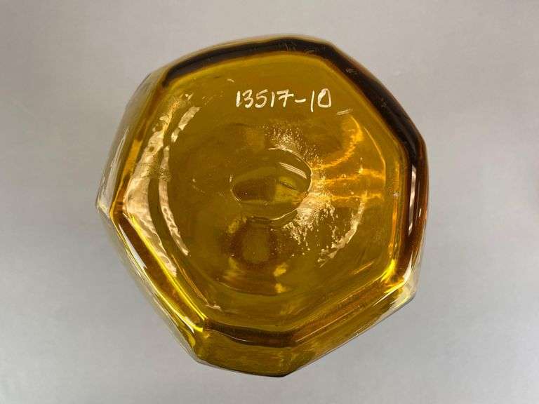 Blenko Amber Textured Paneled Glass Decanter