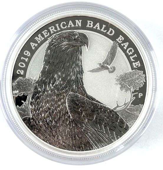 2019 Tuvalu $2 American Bald Eagle with Pig Privy 2 oz .999 Silver Coin
