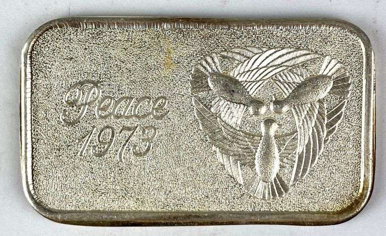 1973 Silvertowne Peace 1 oz .999 Fine Silver Ingot/ Bar