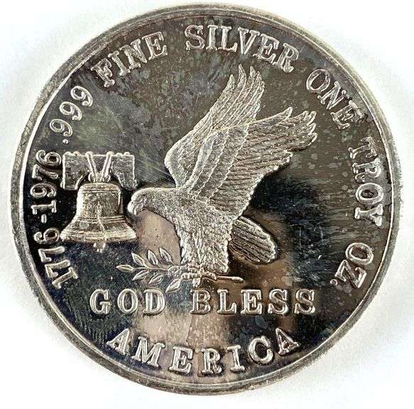 Vintage 1976 Tri State Refining God Bless America 1 oz .999 Fine Silver Round