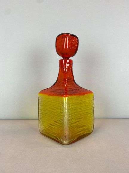 Blenko Amberina Textured Glass Decanter