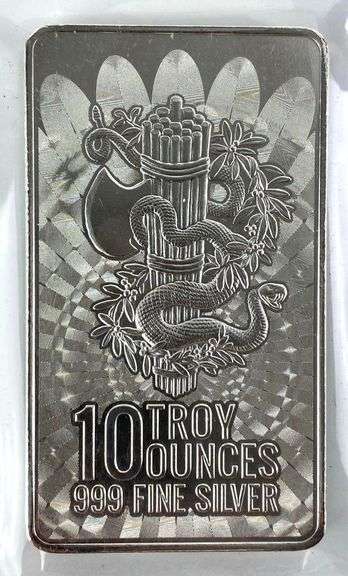 E Pluribus Unum 10 oz .999 Fine Silver Ingot/ Bar
