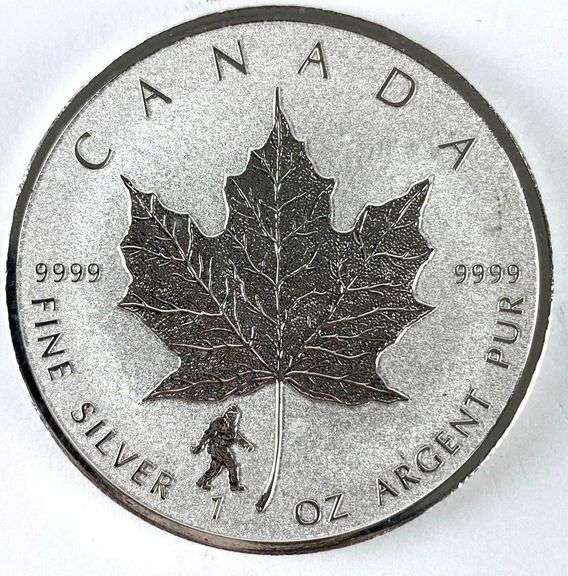 2016 Canada $5 Maple Leaf with Sasquatch Privy 1 oz .999 Fine Silver Coin