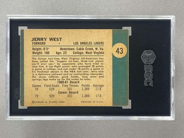 1961 - 62 Fleer Jerry West #43 SGC 1.5