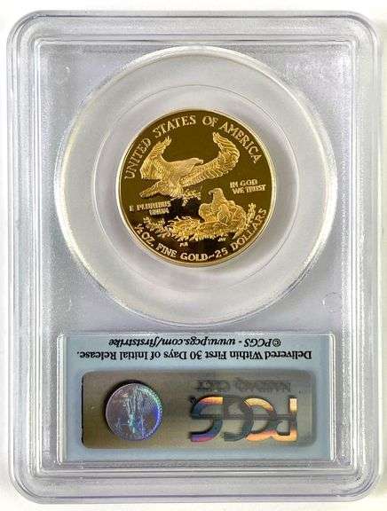 PCGS Graded 2008 W $25 US 1/2 oz American Gold Eagle PR70