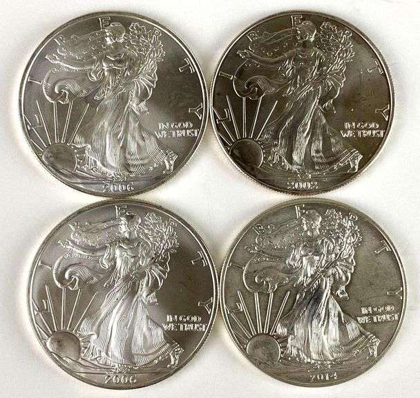 Group of 4 American Silver Eagles