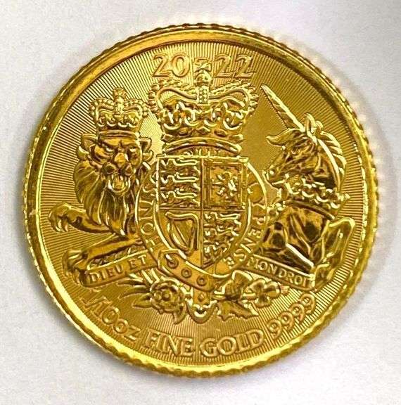 2022 British 10 Pound Royal Arms 1/10 oz .999 Fine Gold Coin