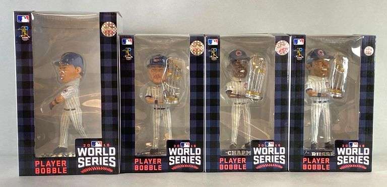 Group of 4 2016 Chicago Cubs World Series Bobbleheads