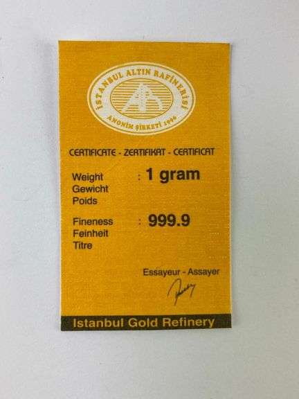 Alton Rafinerisi 1 Gram .999  Gold Ingot/ Bar