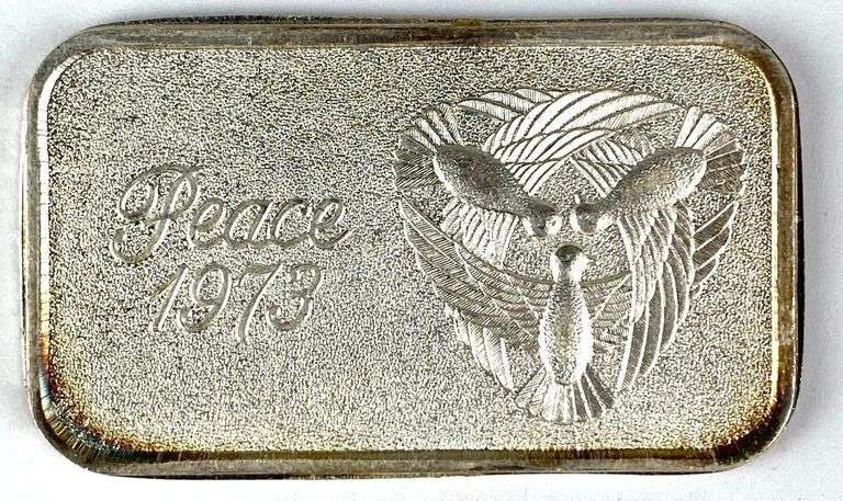 1973 Silvertowne Peace 1 oz .999 Fine Silver Ingot/ Bar