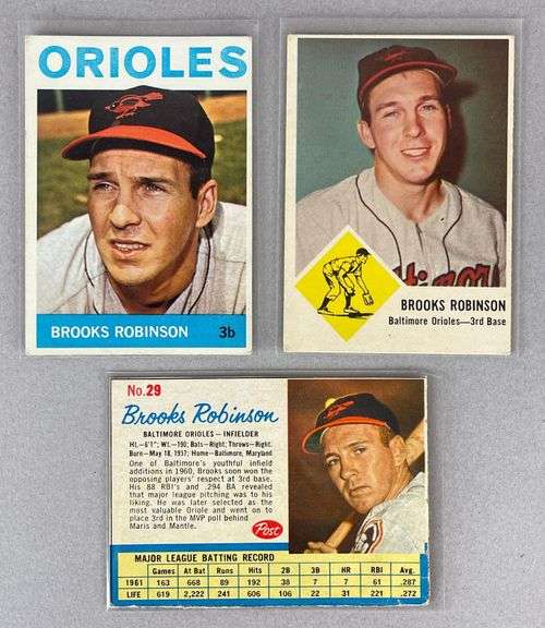 3 - 1962 - 64 Topps, Fleer, and Post Brooks Robinson Cards