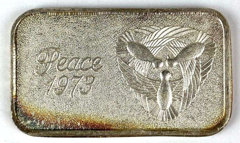 1973 Silvertowne Peace 1 oz .999 Fine Silver Ingot/ Bar