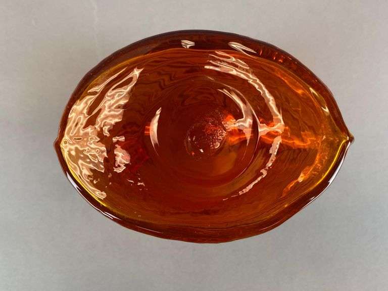 Blenko Orange Textured Art Glass Water Double Pitcher