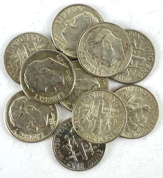 Group of 10 Roosevelt 90% Silver Dimes