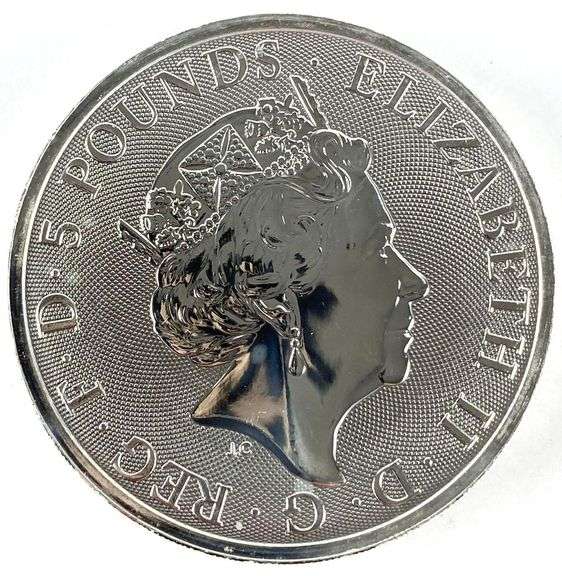 2021 Great Britain 5 Pound The Queens Beasts 2 oz .999 Fine Silver Coin