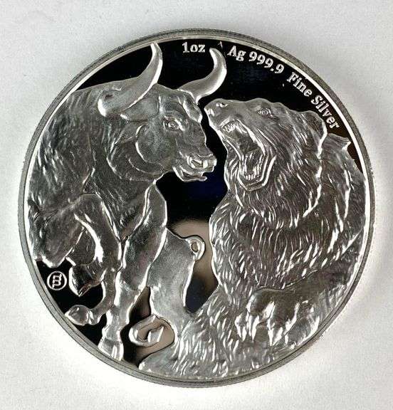 2022 Tokelau $5 Bull and Bear 1 oz .999 Fine Silver Coin