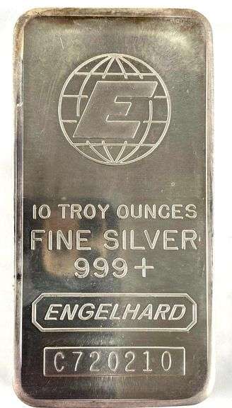 Engelhard 10 oz .999 Fine Silver Ingot/ Bar