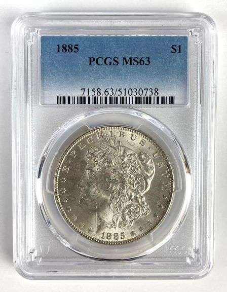 PCGS Graded 1885 US $1 Morgan Silver Dollar MS63