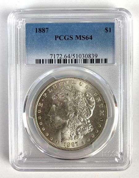 PCGS Graded 1887 US $1 Morgan Silver Dollar MS64