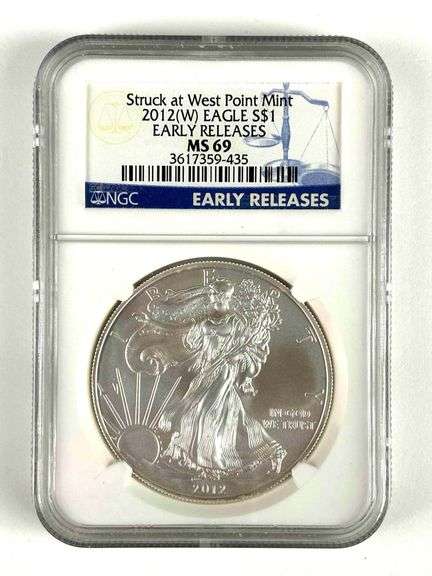 NGC Graded 2012-W US $1 Silver Eagle 1oz Fine Silver Dollar MS69