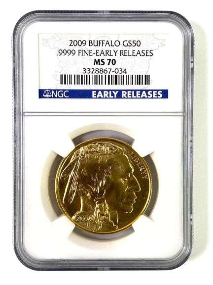 2009 Early Releases NGC Graded MS 70 $50 American Gold Buffalo 1oz .9999 Fine Gold Coin