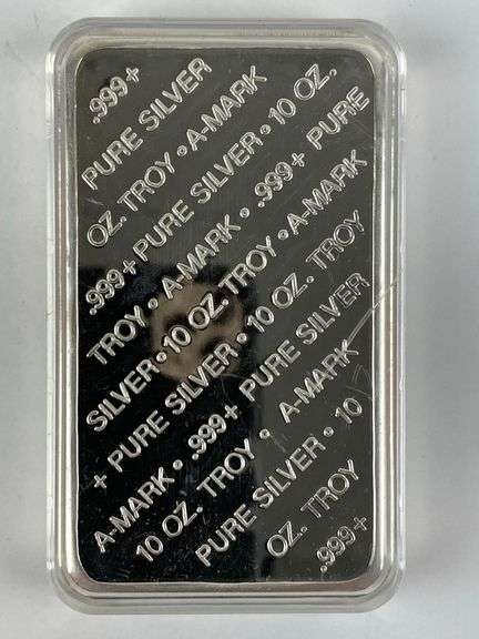 A-Mark 10 oz .999 Fine Silver Ingot/ Bar