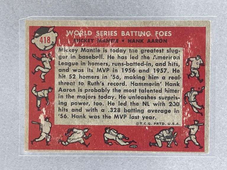 1958 Topps Mickey Mantle/ Hank Aaron World Series Batting Foes #418