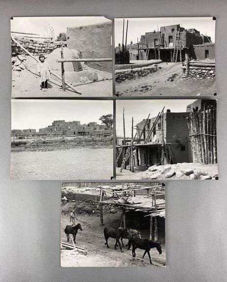 Group of 5 1920s New Mexico Taos Pueblo Community Photographs