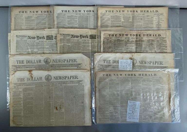 Group of 1840s - 1870s Newspapers