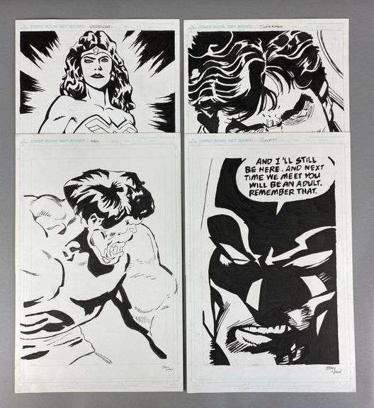 Group of 4 Signed Original Comic Book Artworks