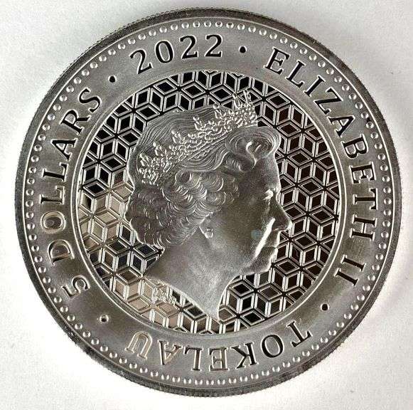 2022 Tokelau $5 Bull and Bear 1 oz .999 Fine Silver Coin