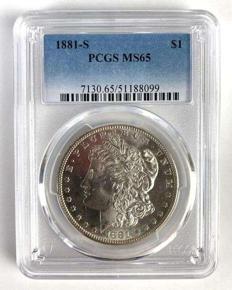 PCGS Graded 1881-S US $1 Morgan Silver Dollar MS65