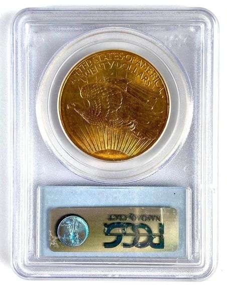 PCGS Graded 1908 US $20 Gold St Gaudens  MS63