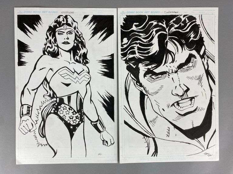 Group of 4 Signed Original Comic Book Artworks