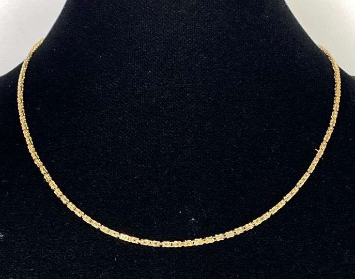 14K Gold Square Byzantine Link Chain Necklace