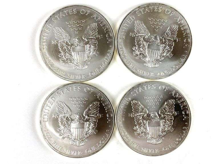 Group of 4 2013 American Silver Eagles