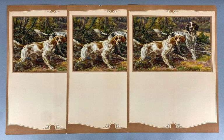 Group of 3 1940s Art Calendar Dog Prints