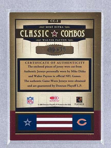 2005 Donruss Classics Combo Jersey Mike Ditka and Walter Payton 72/75