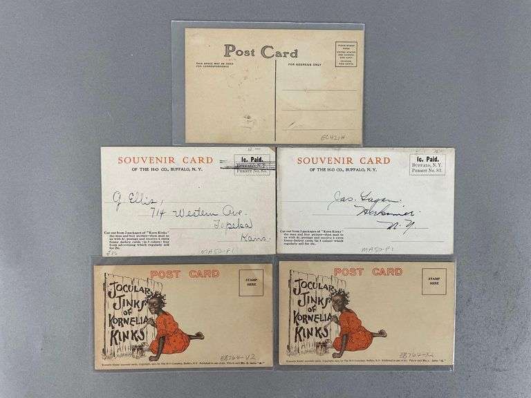 Postcards - 5 Black Americana Advertising