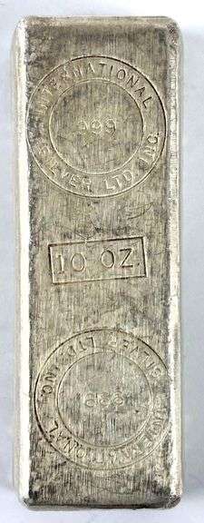 International Silver LTD INC 10 oz .999 Fine Silver Ingot/ Bar