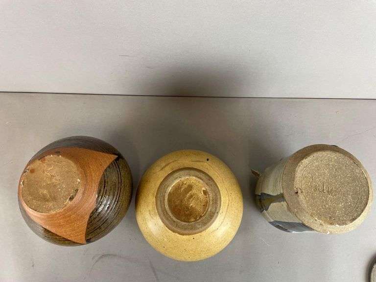 Group of 3 Signed Stoneware Art Pottery Items