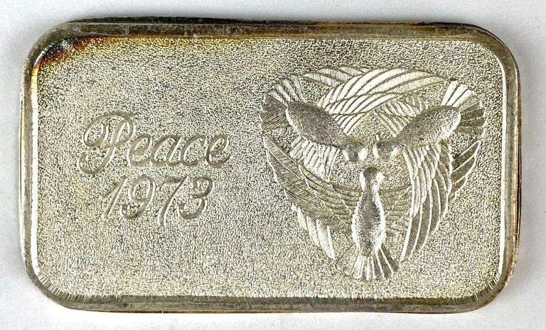 1973 Silvertowne Peace 1 oz .999 Fine Silver Ingot/ Bar