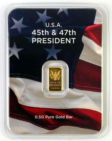 USA 45th amd 47th President 0.5g .999 Fine Gold Ingot/Bar